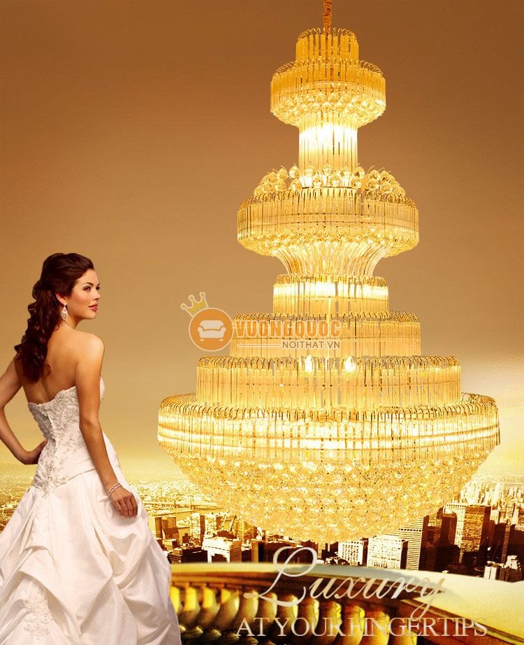 Đèn chùm pha lê cao cấp gắn trần biệt thự CM198-2